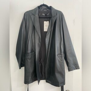 Zara Women's Black Leather Trench